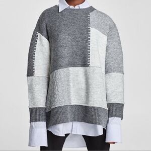 Gray Patchwork Women's Sweater